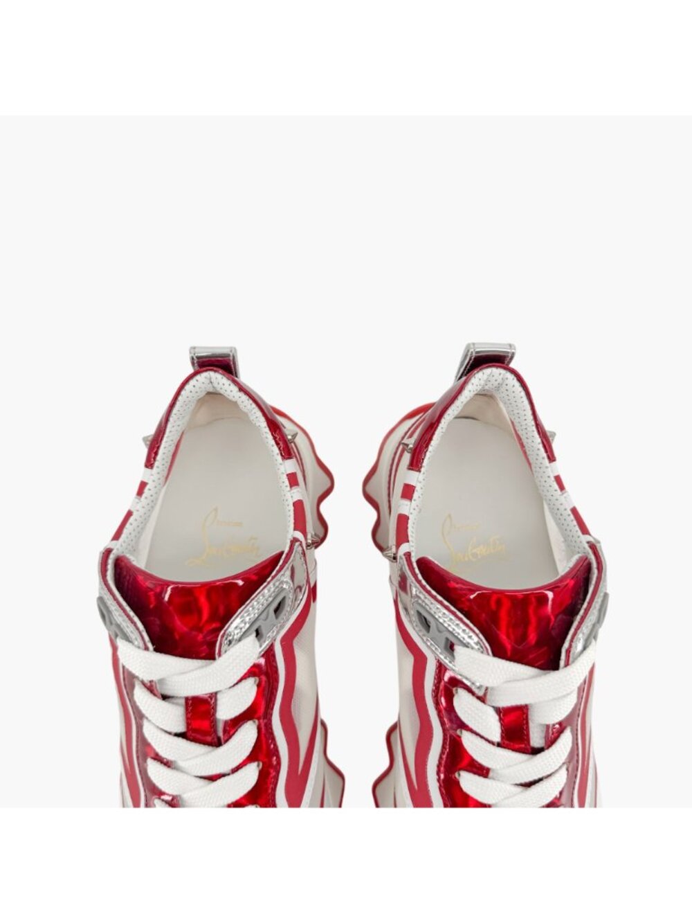 Christian Louboutin Sharkina Sneakers White Red Shark Size 37 US 7 Women's - Picture 6 of 15